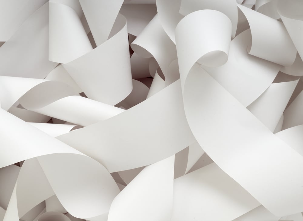 close up of a roll of accounting paper